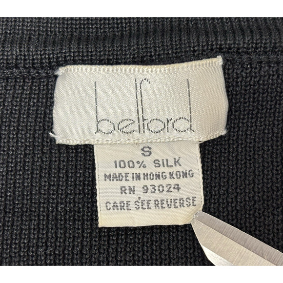 Belford Knit Sweater Womens Small Black 100% Silk Henley Tunic - Picture 9 of 12